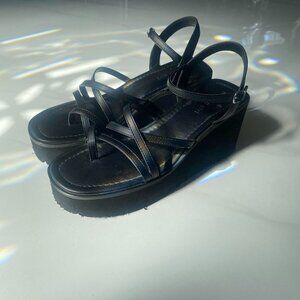 madden girl black strappy platform chunky y2k sandals
